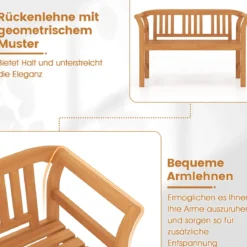 Wetterfeste Holzbank bis 360 kg Belastbar 2-Sitzer Friesenbank aus Akazienholz Sitzbank Vertikal