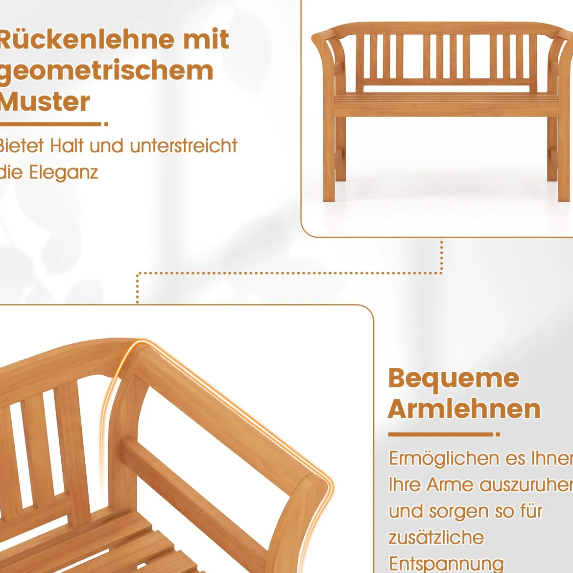 Wetterfeste Holzbank bis 360 kg Belastbar 2-Sitzer Friesenbank aus Akazienholz Sitzbank Vertikal