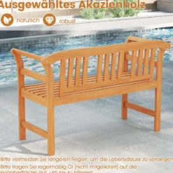Wetterfeste Holzbank bis 360 kg Belastbar 2-Sitzer Friesenbank aus Akazienholz Sitzbank Vertikal