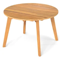 Wetterfester Beistelltisch aus Akazienholz Runder Gartentisch Balkontisch Kaffeetisch 62 x 62 x 40 cm