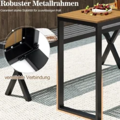 Wetterfester Gartentisch mit WPC-Tischplatte & Metallrahmen Terrassentisch Balkontisch