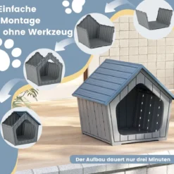 Wetterfester Kunststoff-Katzenhaus mit Lüftungsöffnungen & Schrägem Dach Haustierschutz Welpenkäfig