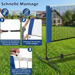 Wetterfestes Badmintonnetz mit 2 Federbällen & Tragetasche Höhenverstellbares Tennisnetz