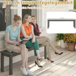 Wetterfestes Gartenbank 3-Sitzer Sitzbank Balkonbank ohne Lehne Terrassenbank Parkbank Schwarz