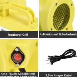 850W Gebläse Energieeffizientes Luftpumpe für Aufblasbare Spielzeuge Hüpfburg 42 x 24 x 42 cm