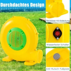 450W Gebläse für Hüpfburg Luftgebläse mit Griff & Bodenanker Gebläsepumpe Ventilator