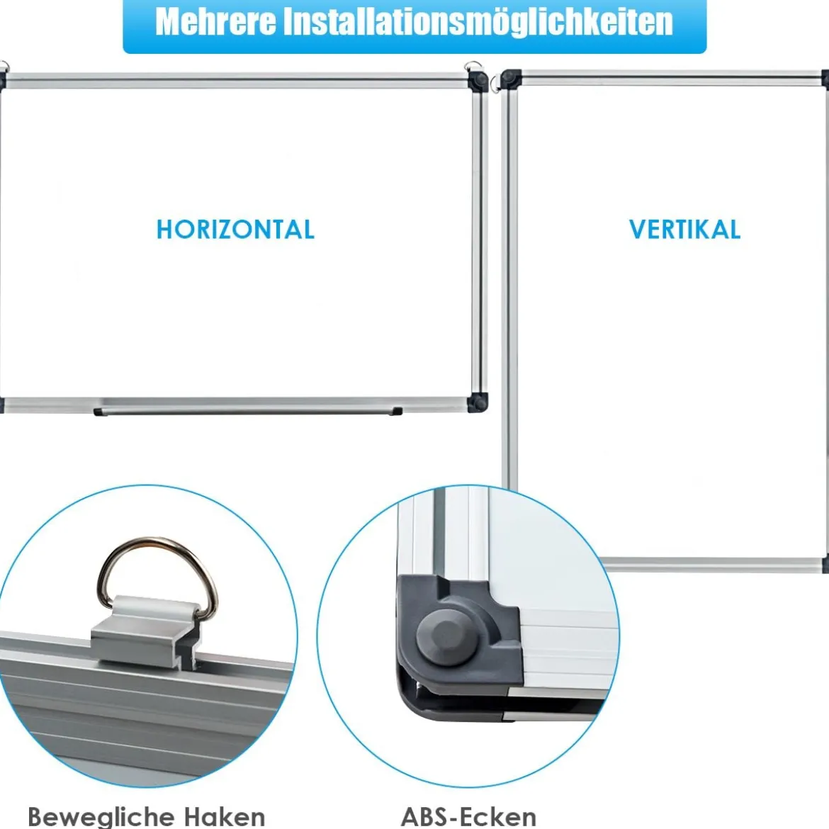 Whiteboard Magnettafel Schreibttafel Wandtafel Memoboard mit Alurahmen (70x50 cm)