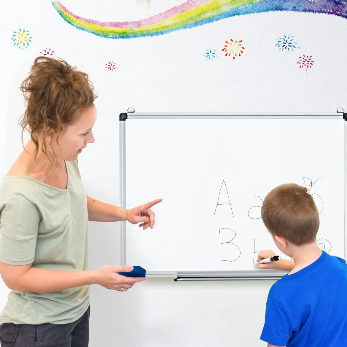 Whiteboard Magnettafel Schreibttafel Wandtafel Memoboard mit Alurahmen (70x50 cm)