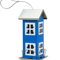 Wildvogel-Futterautomat Hängende Vogelfutterstation Vogelhaus-Futterautomat Futterstationen 26x12x12cm Blau