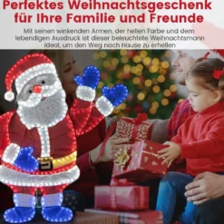 Winkender Weihnachtsmann 125 cm große beleuchtete Santa-Claus-Figur