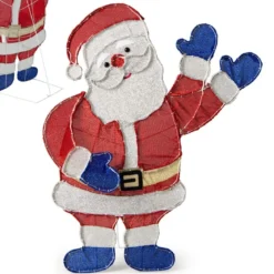 Winkender Weihnachtsmann 125 cm große beleuchtete Santa-Claus-Figur
