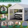 Winterfeste Zeltgarage mit Abnehmbaren Seitenwänden & Rolltüren & Belüfteten Fenstern Carport Weiß