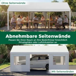 Winterfeste Zeltgarage mit Abnehmbaren Seitenwänden & Rolltüren & Belüfteten Fenstern Carport Weiß