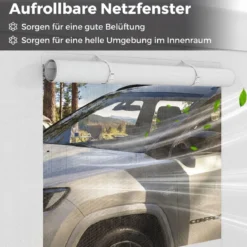 Winterfeste Zeltgarage mit Abnehmbaren Seitenwänden & Rolltüren & Belüfteten Fenstern Carport Weiß