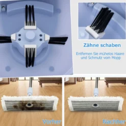 Wischmopp & Eimer-Set mit 7 Runden Wischmopp-Bezügen & 1 Rechteckigen Wischmopp-Bezügen