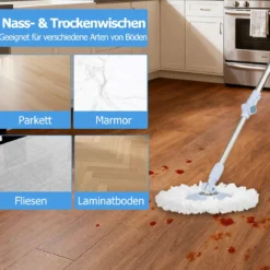 Wischmopp & Eimer-Set mit 7 Runden Wischmopp-Bezügen & 1 Rechteckigen Wischmopp-Bezügen