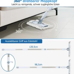 Wischmopp & Eimer-Set mit 7 Runden Wischmopp-Bezügen & 1 Rechteckigen Wischmopp-Bezügen