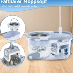 Wischmopp & Eimer-Set mit 7 Runden Wischmopp-Bezügen & 1 Rechteckigen Wischmopp-Bezügen