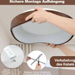 24W LED Deckenleuchte energiesparend Deckenlampe mit Holzmaserung 41,5 x 10 cm