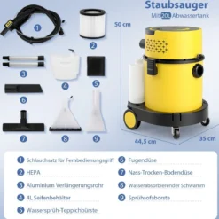 1200W Nass-Trockensauger Tragbare 4-in-1 Aschesauger mit 17 KPA Saugleistung