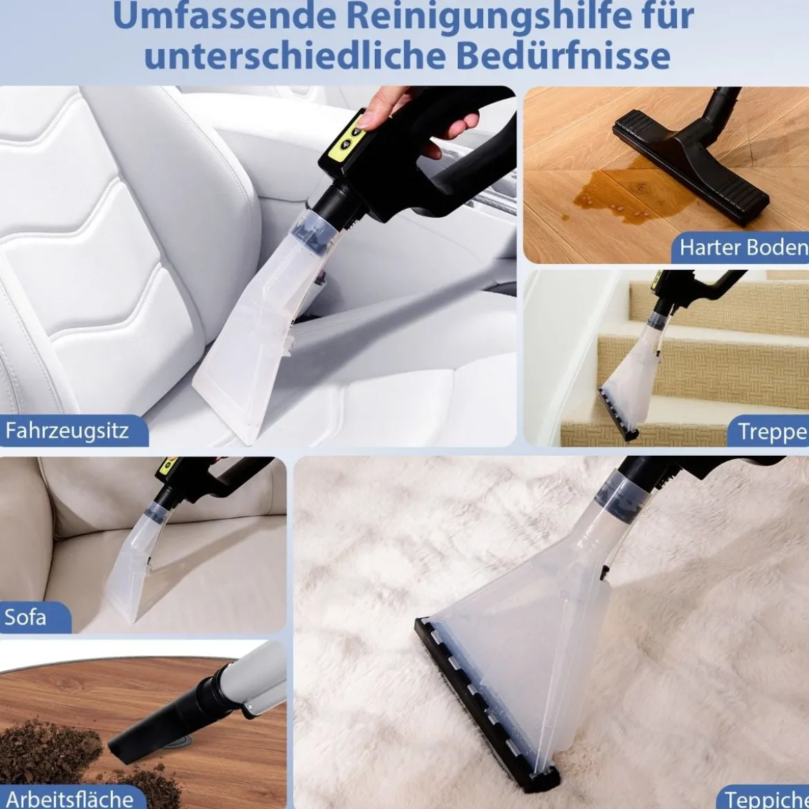 1200W Nass-Trockensauger Tragbare 4-in-1 Aschesauger mit 17 KPA Saugleistung