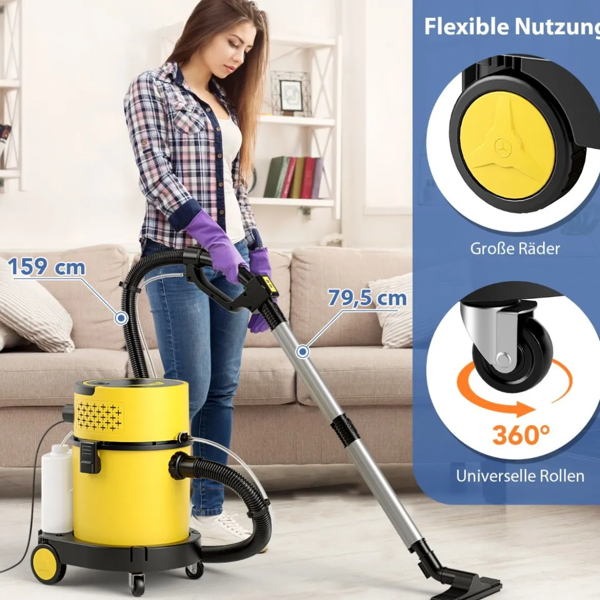 1200W Nass-Trockensauger Tragbare 4-in-1 Aschesauger mit 17 KPA Saugleistung