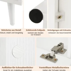 Wohnwand Fernsehtisch für TV bis zu 50 Zoll TV Schrank mit Bücherregal & verstellbarem Regal Weiß 140 x 31 x 115,5 cm