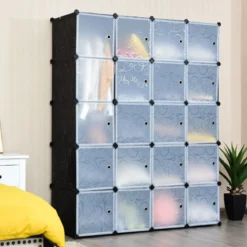 20 Würfel Steckregal DIY Würfelregal stapelbar aus Kunststoff Regalsystem Schwarz