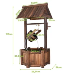 Wunschbrunnen Wasserbrunnen mit Wasserfallfunktion 58,5 x 51 x 117 cm Braun