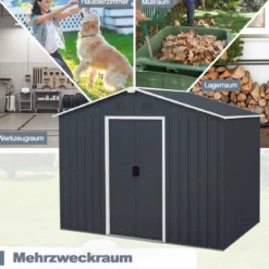 174 x 236 cm Außenspeicher-Schuppen Doppelte Tür Gartenwerkzeughaus Grau