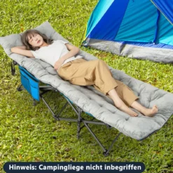 190 x 70 cm Baumwolle Feldbett Auflage 7 cm Dicke Martratze mit 4 Befestigungsbändern Grau