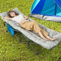 190 x 70 cm Baumwolle Feldbett Auflage 7 cm Dicke Martratze mit 4 Befestigungsbändern Grau