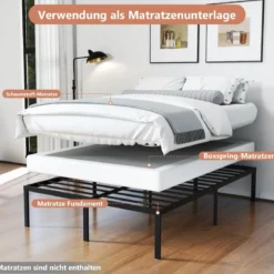 140 x 200 cm Bettgestell aus Metall Bettrahmen mit Stauraum Metallbett Doppelbett