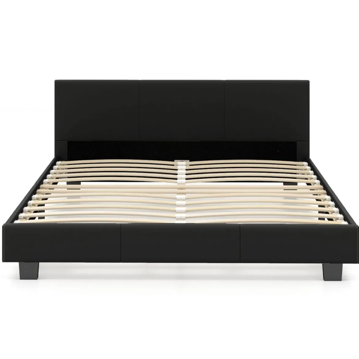 140 x 200 cm Bett mit LED Beleuchtung Polsterbett mit Lattenrost Bettgestell Bettrahmen Schwarz
