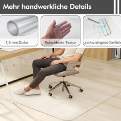 180 x 160 cm Bürostuhlunterlage Transparente PVC-Bodenschutzmatte Bodenschutzmatte