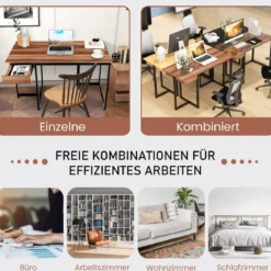 120 x 55 cm Computertisch mit Schublade & Verstellbaren Pads Computertisch Walnuss