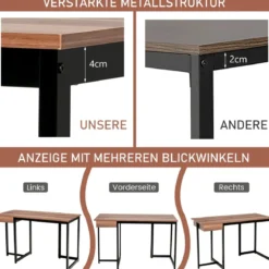 120 x 55 cm Computertisch mit Schublade & Verstellbaren Pads Computertisch Walnuss