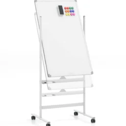 60 x 100 cm Doppelseitiges Magnetisches Whiteboard mit Rollen & Ständer & Stiftablage Weiß