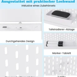 120 x 90 cm Doppelseitiges Mobiles Whiteboard mit Stecktafel & Rollen & Ständer