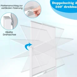 120 x 90 cm Doppelseitiges Mobiles Whiteboard mit Stecktafel & Rollen & Ständer