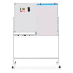120 x 80 cm Doppelseitiges mobiles Whiteboard Höhenverstellbares Magnetisches Whiteboard Weiß