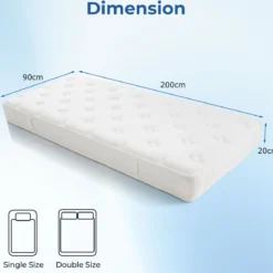 90 x 200 cm Einzelmatratze für Bewegungsisolation & Druckentlastung 20 cm Foam Hybrid Matratze