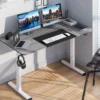 140 x 70 cm Elektrischer Höhenverstellbarer Schreibtisch mit Stopp-Mechanismus & Haken Dunkelgrau