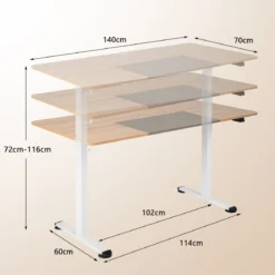 140 x 70 cm Elektrischer Höhenverstellbarer Schreibtisch Eiche