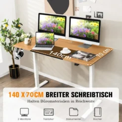 140 x 70 cm Elektrischer Höhenverstellbarer Schreibtisch Natur