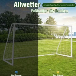 365 x 182 cm Fußballtor mit Hochfestem Netz & 6 Erdspießen Wetterfestes Tor Fußballtraining