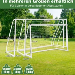 245 x 180 cm Fußballtor mit Hochfestem Netz & 6 Erdspießen Wetterfestes Tor Fußballtraining