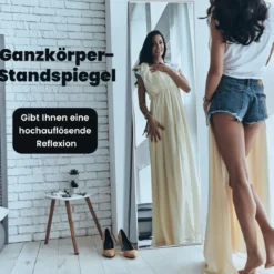 160 x 40 cm Ganzkörperspiegel 2 in 1 Standspiegel & Wandspiegel aus bruchsicherem Glas Silber