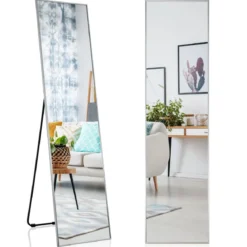 160 x 40 cm Ganzkörperspiegel 2 in 1 Standspiegel & Wandspiegel aus bruchsicherem Glas Silber