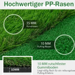 300 x 100 cm Golf Puttingmatte Golfmatte mit Kunstrasen Trainingsmatte für Zuhause Grün